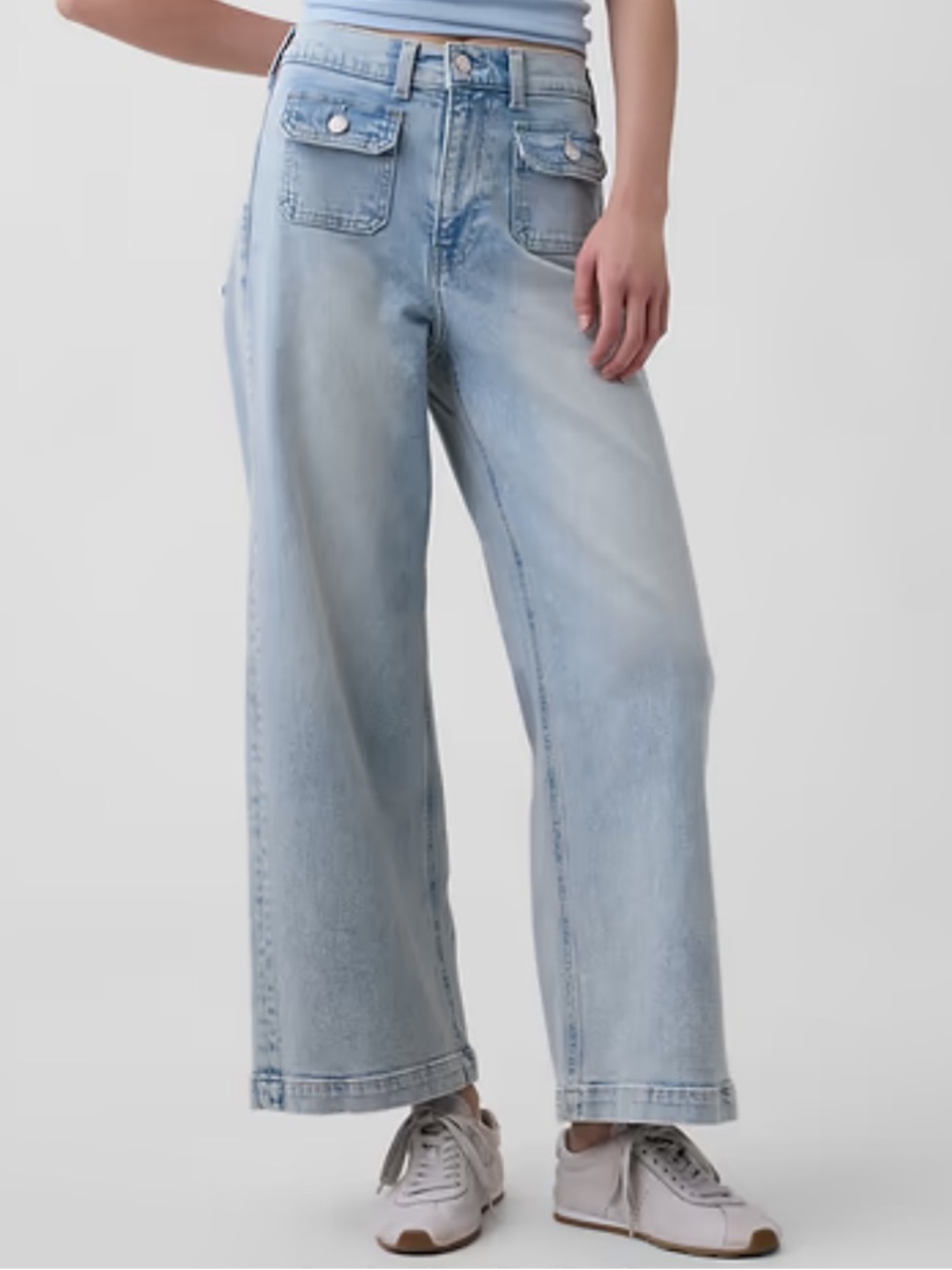 High Rise Stride Wide-Leg Ankle Jeans